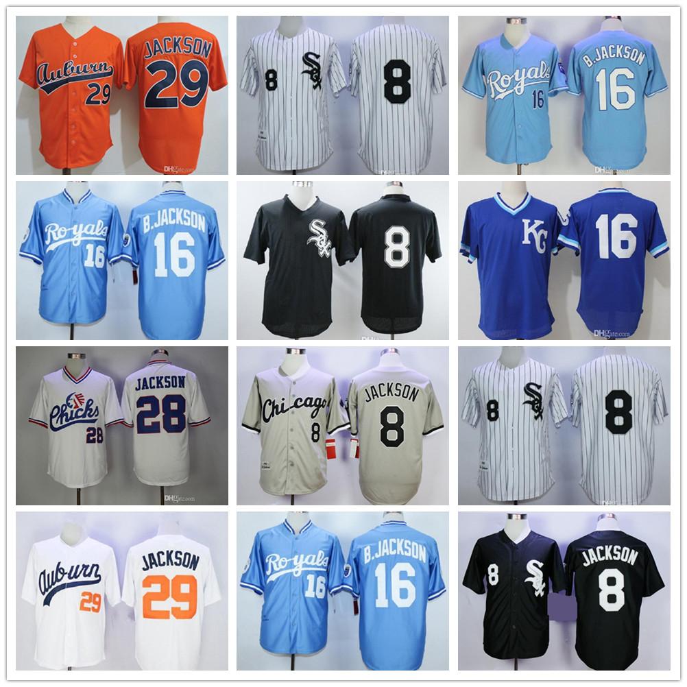 

Bo Jackson White Vintage KC Jersey College Baseball Men's 29 Orange Stitched Memphis Chicks KC University 16 Blue 8 Black Bo Jackson, Blue;black