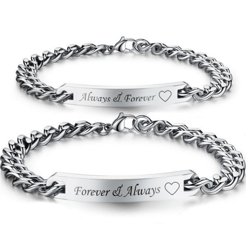 

Link, Chain "forever In Love" Couple Bracelet Cuban Set Promise Marriage For Him And Her