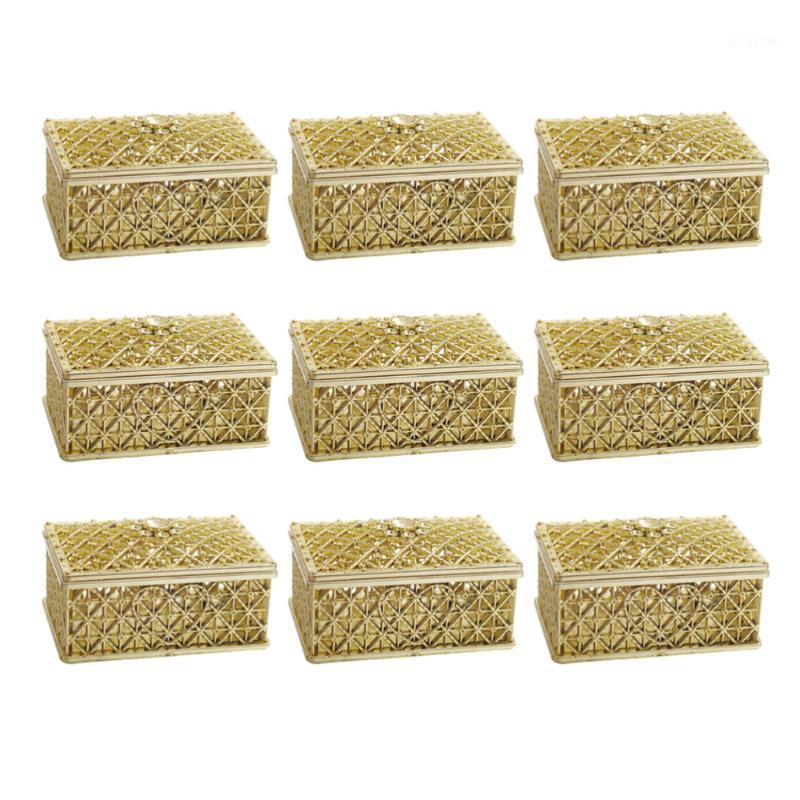 

Gift Wrap 12pcs Hollow Candy Storage Boxes Square Holder Wedding Container (Golden)