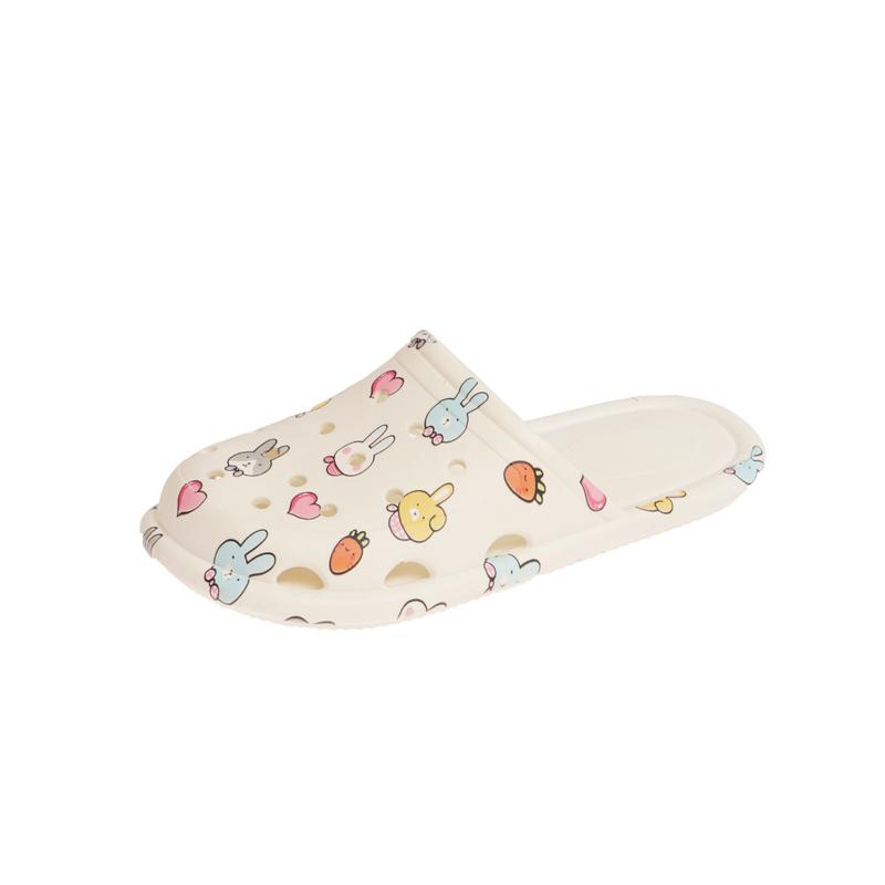 

Slippers Casual Baotou Women's Fashion All-match Hole Vamps Cute Sweet Appliques Modified Muffin Bottom Slipper, Black