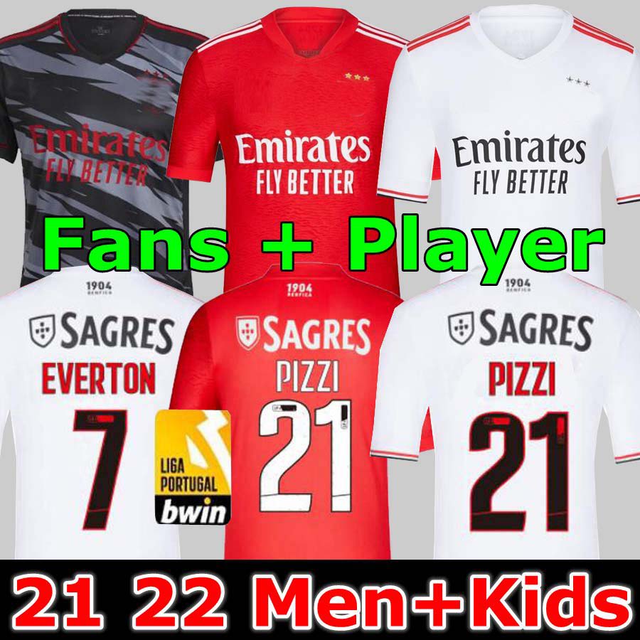 

21 22 23 Fans + Player version Benfica soccer jersey SEFEROVIC WALDSCHMIDT EVERTON PIZZI RAFA DARWIN G.RAMOS 2021 2022 Home Away Men +kids kit Football shirts OTAMENDI, 21 22 third fans
