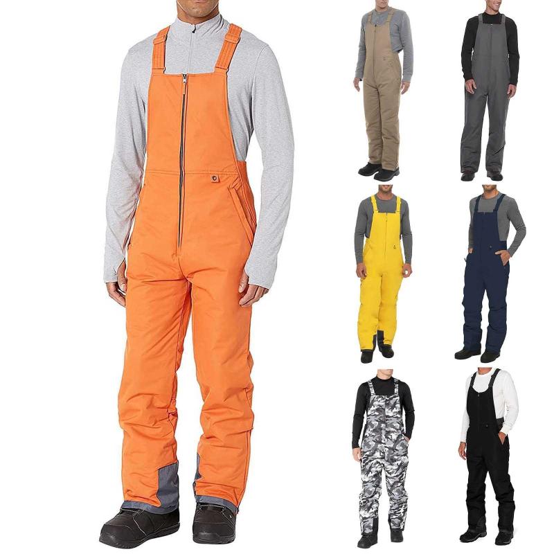 

Oversized Overalls Snow Fashion Waterproof Men's Work Clothes Slim Straight Leg Pants Trekking Hiking Climb Winter Skiing, Black