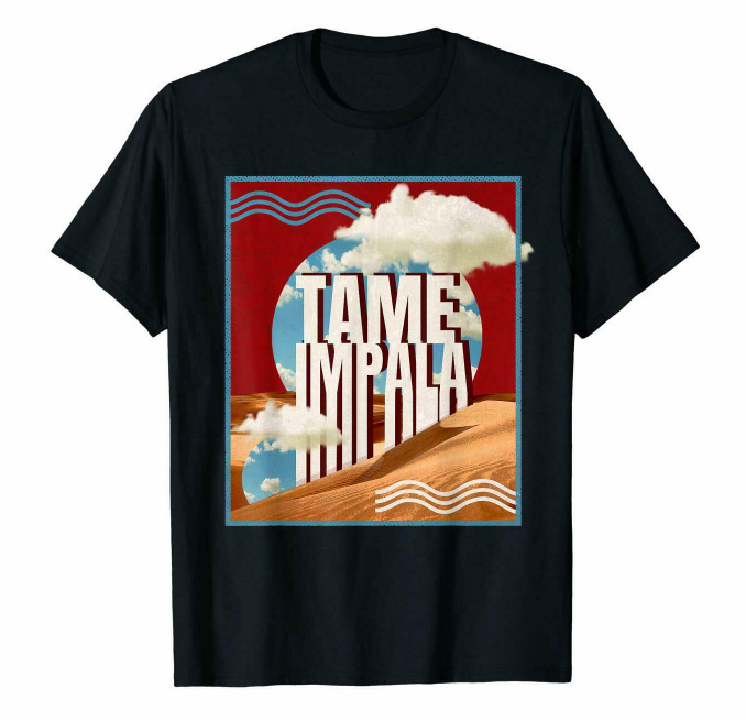 

R1 Tame Impala The Slow Rush Psychedelic Music Retro Album Black T-Shirt S-6XL, White;black