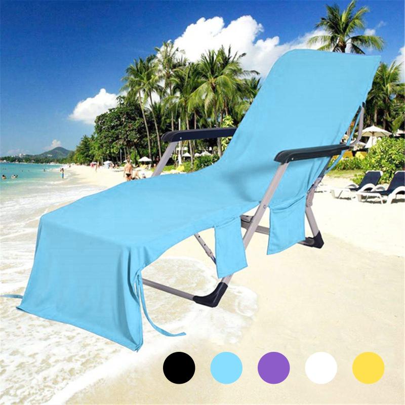 

Chair Covers Chaise Lounge Pool Cover Beach Towel Fitted Elastic Pocket Won't Slide