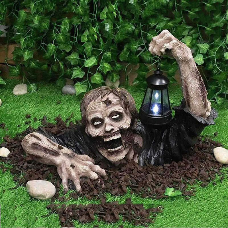 

2021 Creative Halloween Decoration Zombie Terror Scary Horror Decor Light Lantern Statue For Home Outdoor Garden Outside Yard H0827