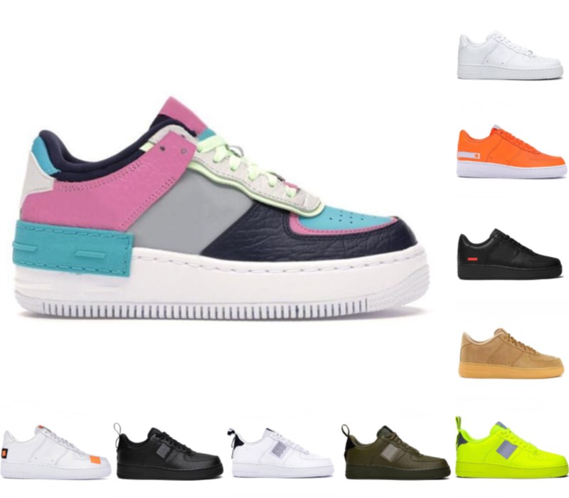 

2021 Men Women top Quality One 1 Skateboard shoes High gang Low Cut All White Black red Triple mens outdoor classic Trainers Size 36-45