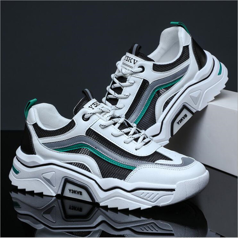 

men's casual shoes single network hollow mesh breathable sneakers for men male platform fashion jogging walking size us7-9.5 good quality top service low price, Black and green