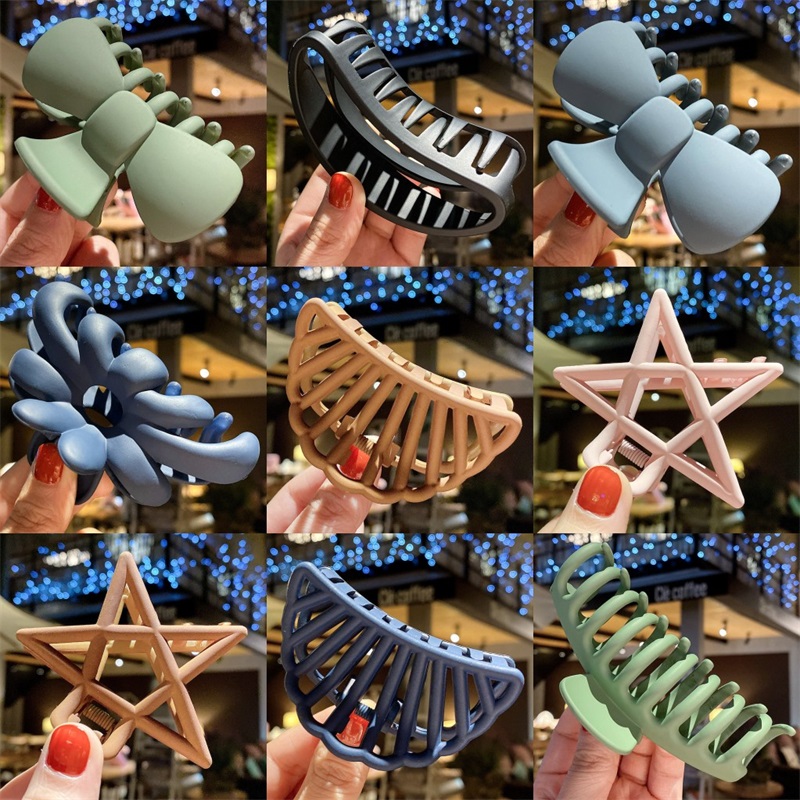 

Solid Color Hollow Out Hair Holder Women Updo Large Wash Nonslip Hairs Clamps Simplicity Versatile Jaw Clips Stars Bow Frosting 1 65yx Q2, As show