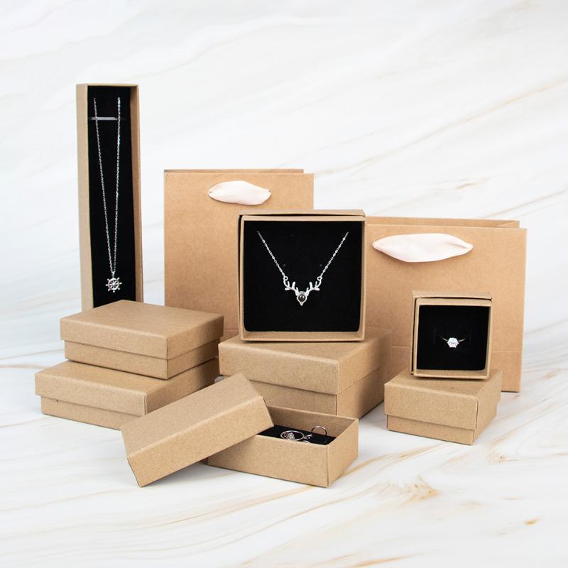 

Gift Wrap 5pcs / 10pcs Jewelry Box Package Carton Rectangular Sponge Lined Black Cow Leather White