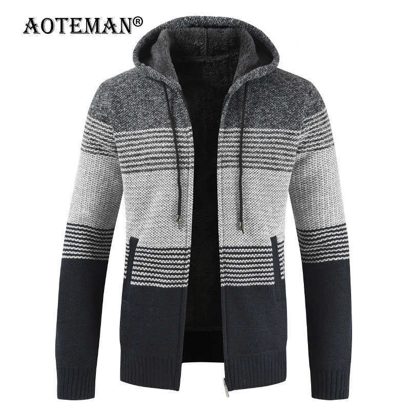 

Men Fleece Jackets Winter Coat Overalls Male Clothing Warm Windbreaker Outwears Hooded Slim Fit Sweater Jacket Business LM171 X0621, Blue