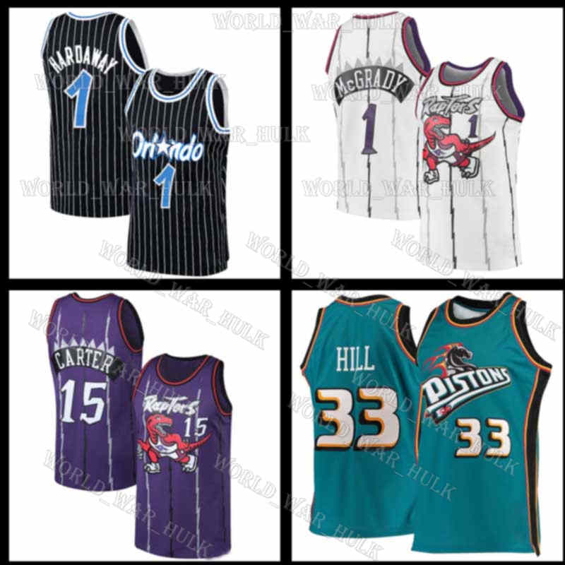 

Vince 15 Carter Basketball Jersey Grant 33 Hill Reggie 31 Miller Retro Penny Men Hardaway Jerseys Tracy 1 McGrady Mesh, Jersey(fugu)