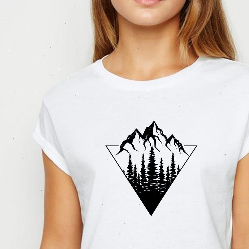 

womens t shirt women mountain harajuku spring summer funny retro printing design ropa mujer o collar shirts, White