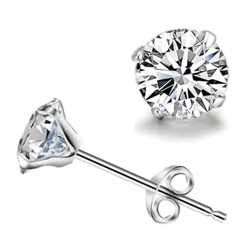 Diamond Sterling Silver Stick Earrings zircon Stud engagement Wedding Ear Rings for women Fashion Jewelry Gift-image-744302046