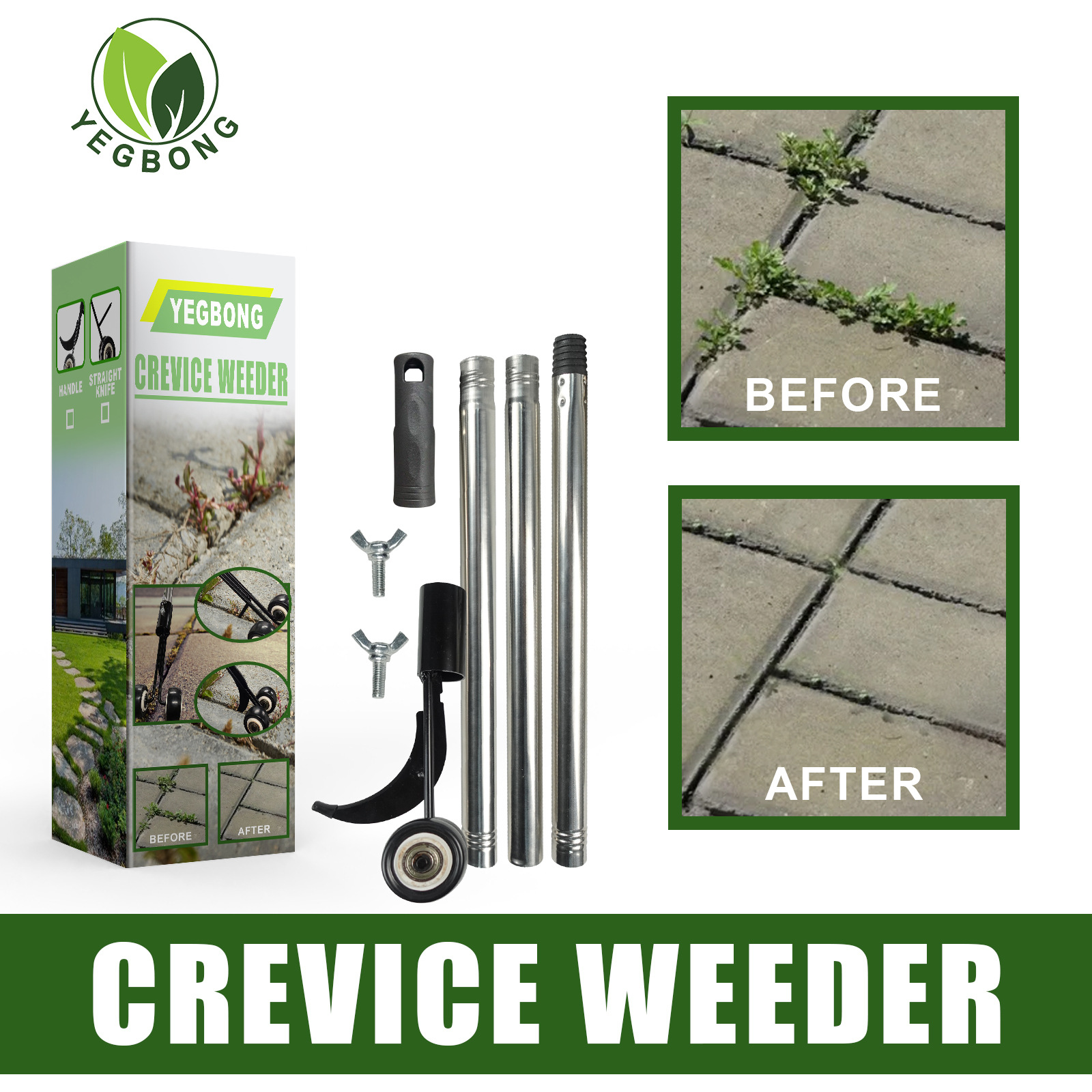 Free freight YEGBONG OEM ODM Garden weeding hook retractable metal pole gap free bending roller weeding-image-753743042