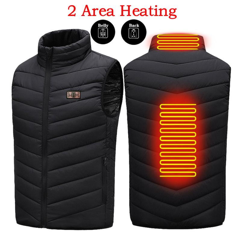 

Men' Vests 2 Places Heated Vest Men Women Usb Jacket Heating Thermal Clothing Hunting Winter Fashion Heat Black 5xl 6xl, Bk