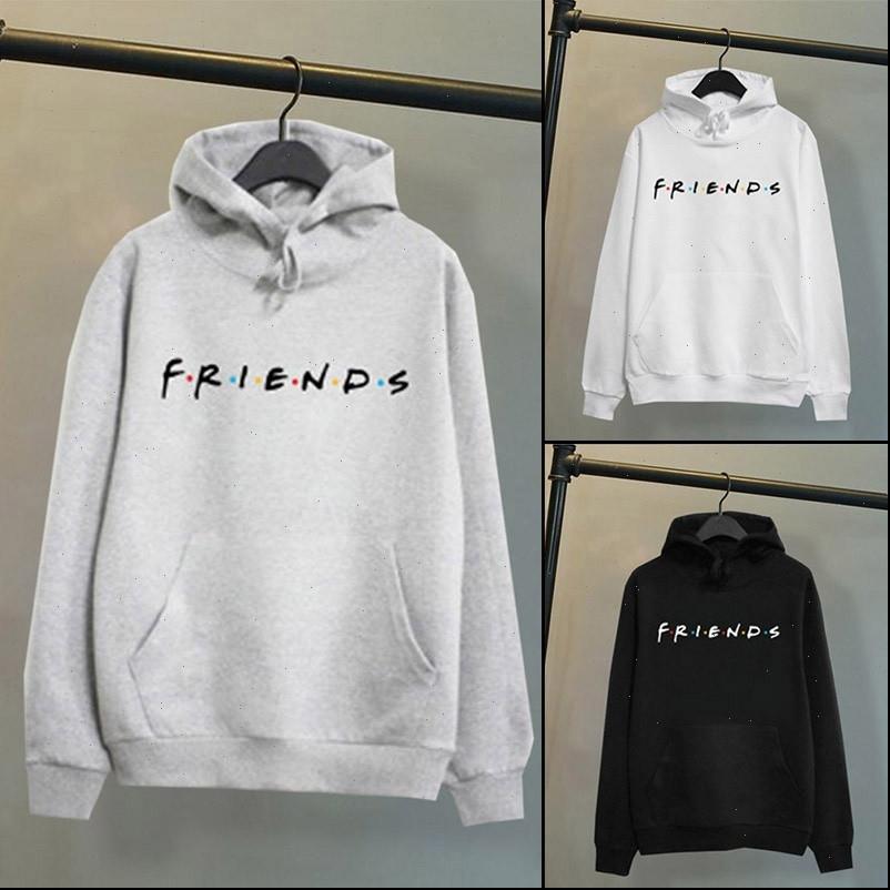 

friends letter printed harajuku autumn women hoodie winter long sleeve hooded casual loose sport pullovers, Black