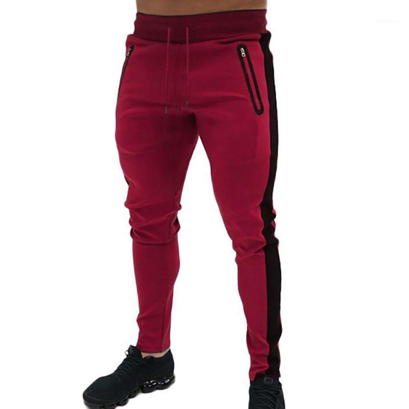

Men's Pants Men Color Patchwork Sweatpants Slim Fit Joggers Casual Drawstring Long Trousers Mens Clothing, White