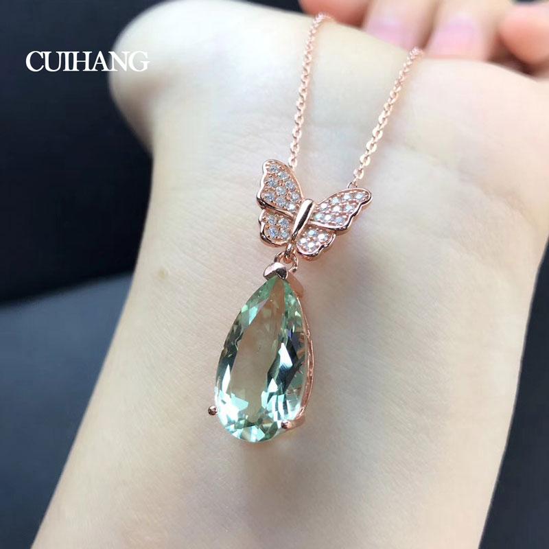 

Cute Design Rings Pear10*18MM Natural Green Amethyst Quartz Ring In 925 Sterling Silver Fine Jewelry For Women&Lady Gift Box Lockets