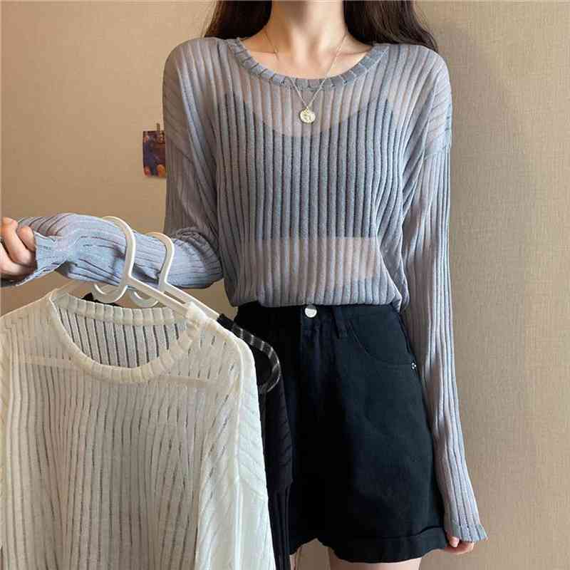 

elegant t shirt women summer autumn casual long sleeve thin pullovers knitted sweaters designer streetwear tees clothes, White;black