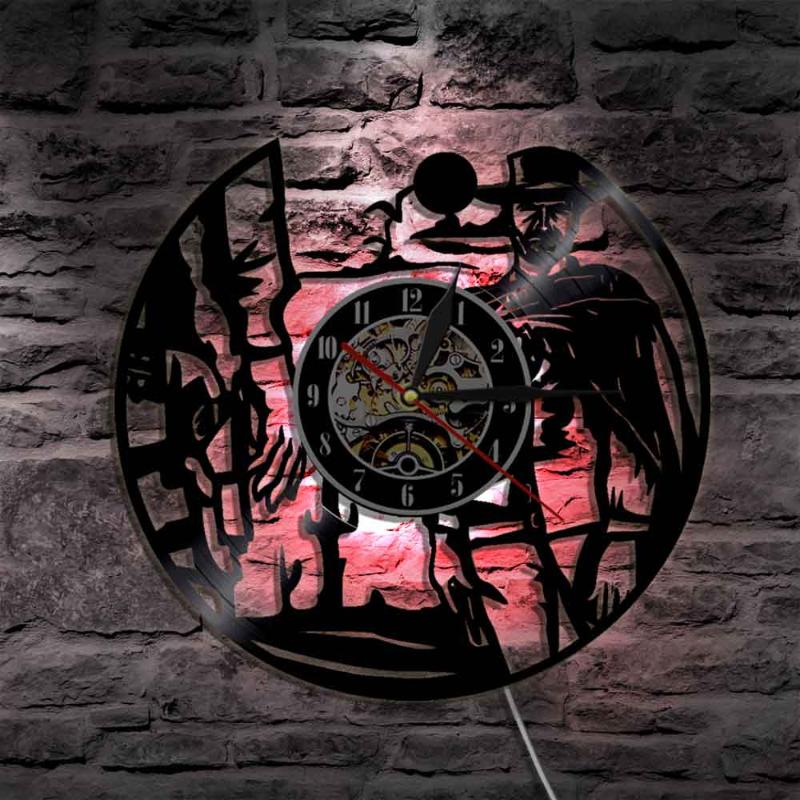 

Wall Clocks Western Cowboy Retro Clock Wild West Sunset Cowboys Landscape Record Art Bar Pub Cafe Vintage Home Decor