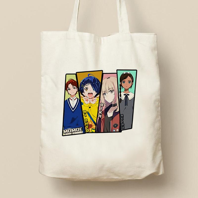 

Storage Bags Kawaii Shopping Bag Wonder Egg Priority Ai Ohto Printing Anime White Handbag Tote Female Harajuku Shoulder Canvas