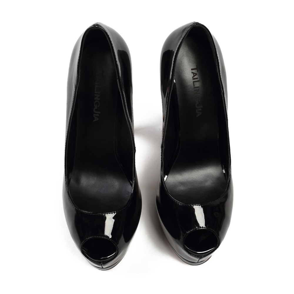 

Toe Slippers Peep Black Platform Bombs Ultra High Heels Sexy Gold Stripper Shoes From Ladies Footwear H90U, 1# shoe box