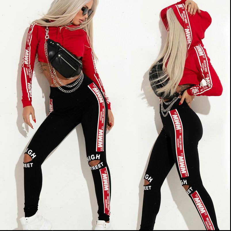 

womens tracksuits fashion punk hip hop set streetwear 2 piece autumn long sleeve hoodies and matching printed hole pants women, Gray