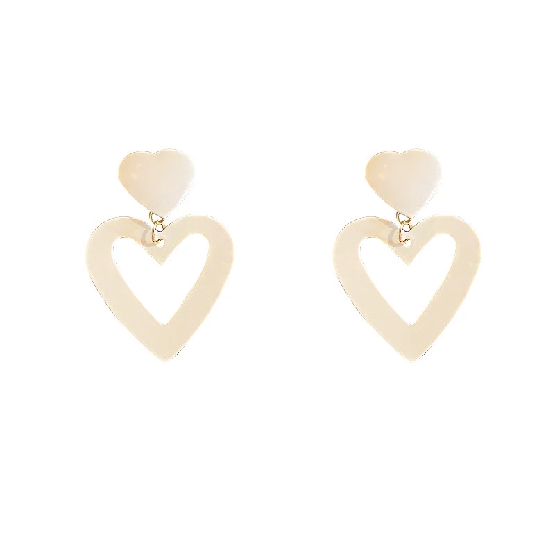 

2021 Korean Chic White Heart Dangle Earrings Fashion Trendy Jewelry