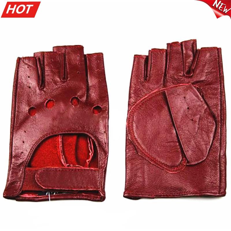 

Five Fingers Gloves Half Finger Women' Leather Thin Fashion Hollow Style Color Sheepskin Short Outdoor Motorcycle Riding Locomotive Driving, Blue;gray