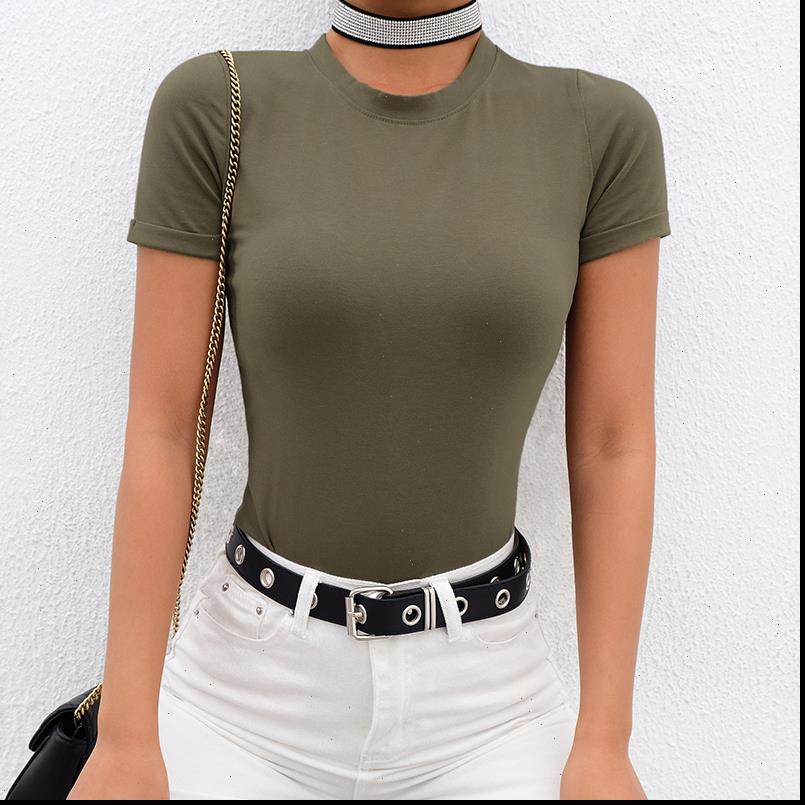 

tight solid color t womens rompers shirt ins one piece summer close fitting short sleeved drop good quality, Black;white