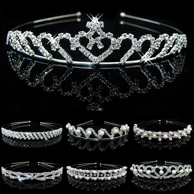 

Bridal Crystal Tiaras And Crowns Headband Kid Flower Girls Bridesmaid Wedding Hair Accessiories Elegant Jewelry Clips & Barrettes