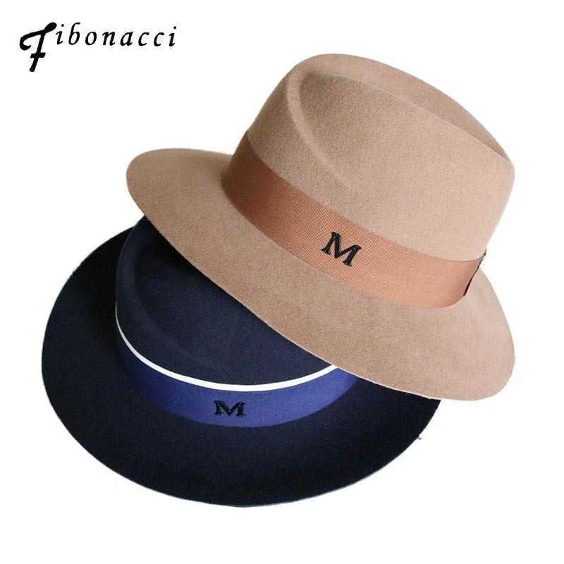 

Fibonacci High Quality Autumn Winter Fedora Ladies Hats for Women  Wool 100% Felt Hat Hair Accessory Cap 201013, Blue;gray