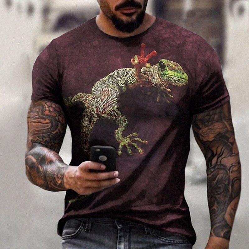 Men's Tee T shirt Shirt 3D Print Graphic Animal Plus Size Crew Neck Casual Daily Short Sleeve Tops Basic Designer Slim Fit Big and Tall Whit
