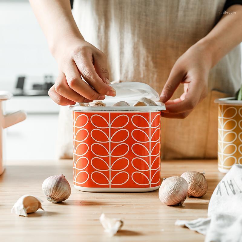 

Storage Bottles & Jars Japanese Enamel Crisper Household Thickened Food Sealed Refrigerator Square Box Bowl With Lid Ice