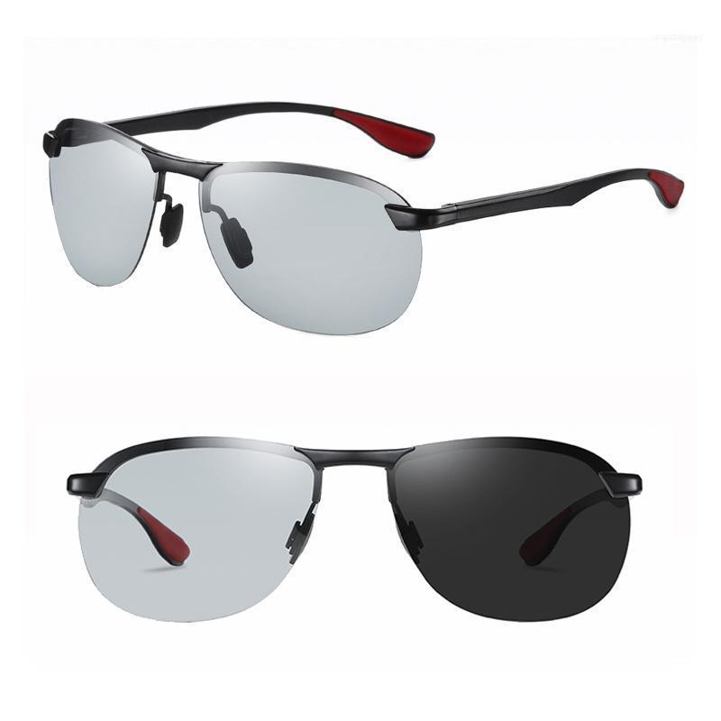 

Sunglasses Aluminum Discolor Dark Grey Polarized Pilot Shape Cool Middle Size Night Vision Flexi Sun Glasses For Men1