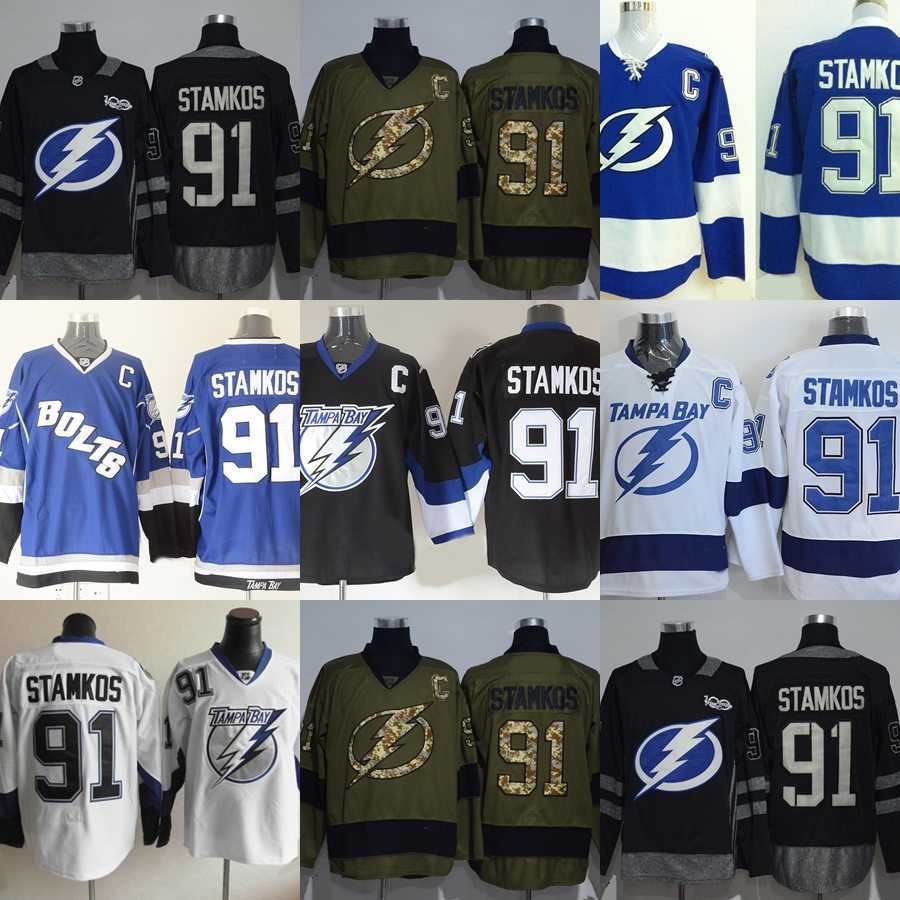 

Factory Outlet Men's Tampa Bay Lighting #91 Stamkos Black Green Blue White Newest Best Quality Cheap vintage ice hockey jerseys free shippi, #91 100years