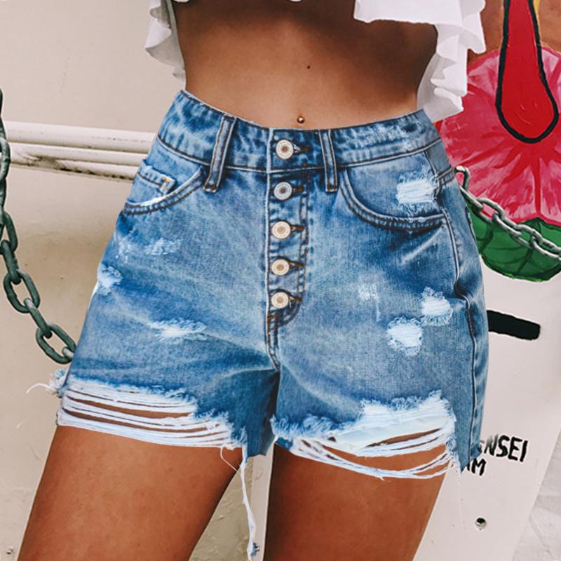 

Littlerossa Fashion Ripped Frayed Hole Denim Shorts Summer Women High Waist Jeans Jean Women's, Color 3