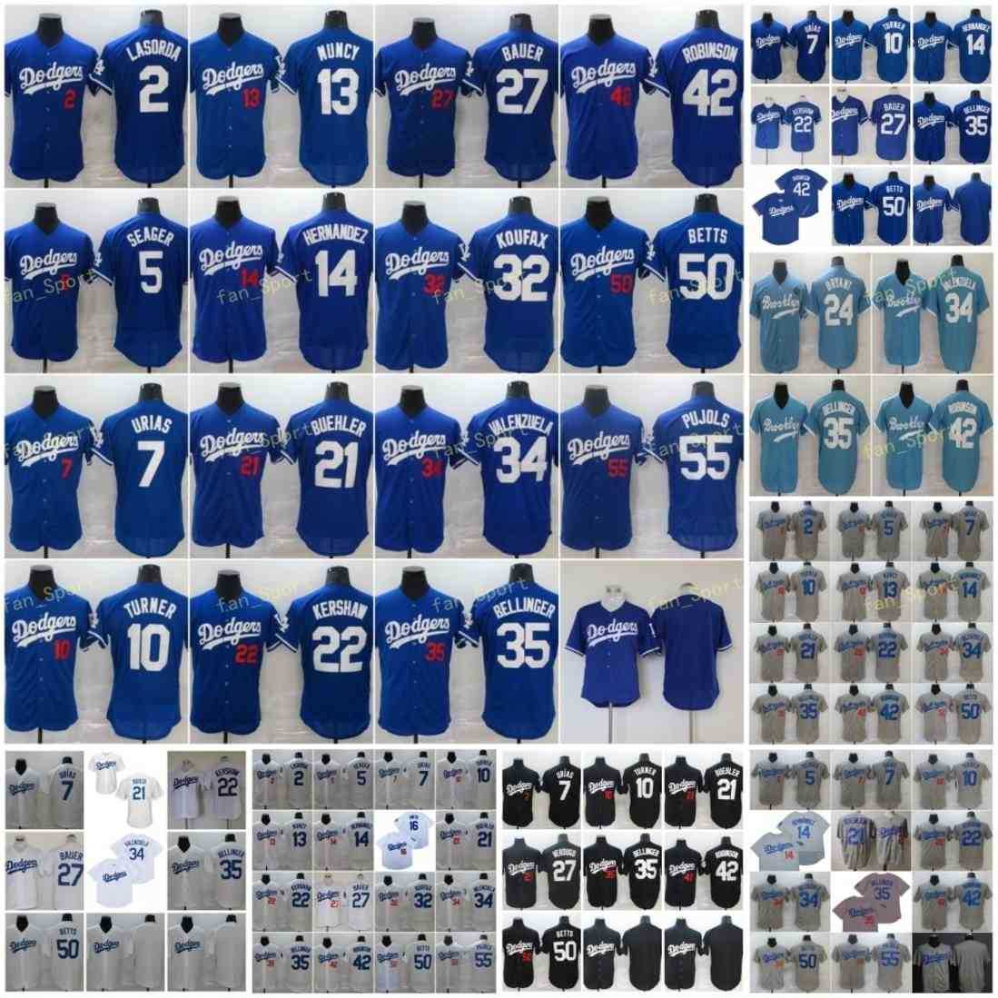 

55 Albert Pujols Baseball Jersey 2 Lasorda 5 Corey Seager 7 Julio Urias 10 Justin Turner 13 Max Muncy 14 Enrique Hernandez 21 Walker Buehler Stitched, Men