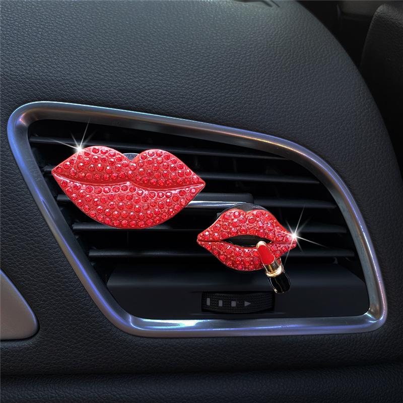 

Pair Of Shiny Diamond Lips Automobile Perfume Clip Lady Air Conditioner Decorative Car Freshener Accessories