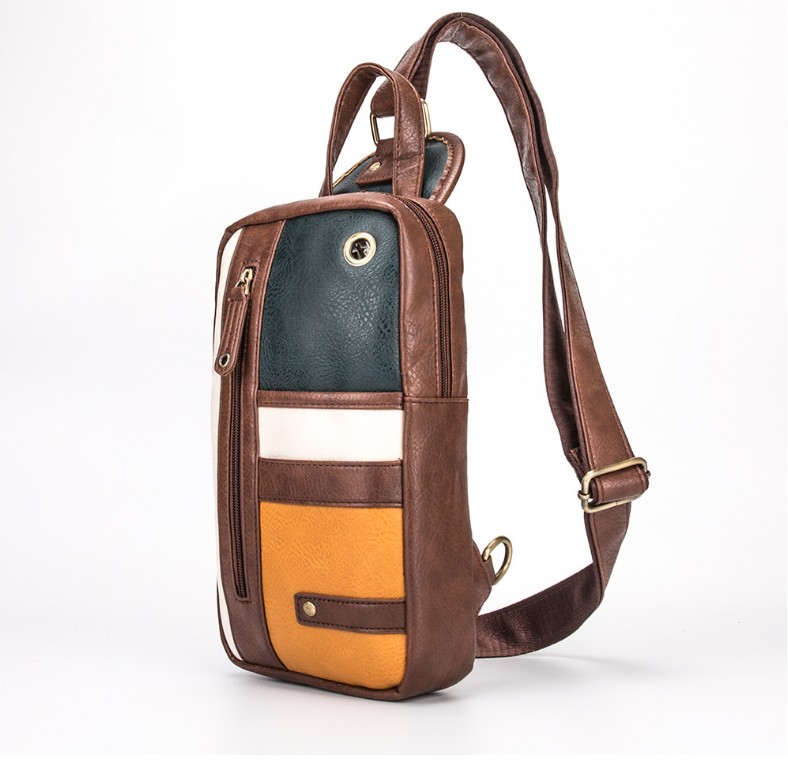 

PU Leather Men luxurys School Bags Cowhide Vintage Sling Single Chest Back Day Pack Travel Famous Casual Cross Body Messenger Women Shoulder Bag, Photo color