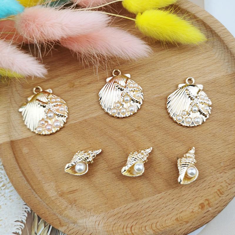 

Charms 10pcs Pearl Shell Conch Keychain Pendant DIY Handmade Earring Metal Alloy Small, Bronze;silver