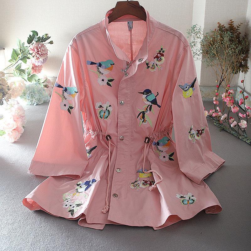 

Women's Trench Coats VANOVICH Europe And America Fashion Coat 2022 Autumn Winter Sashes Embroidery Animal Mid-length Casual Women, Tan;black