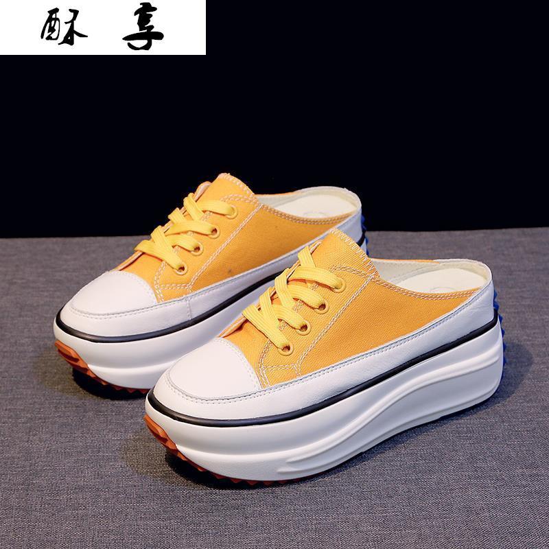 

Summer Lace-up Baotou Casual Shoes Women Sandals Fashion Comfortable Outer Wear Thick-soled Increased Dress, Black