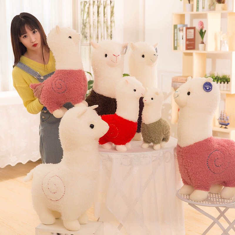 

Alpaca Soft Plush Toys 28/38/46/55/65/80/100cm Llama Arpakasso Stuffed Animal Kawaii Cute for Kids Christmas present 6 colors, Mix colors