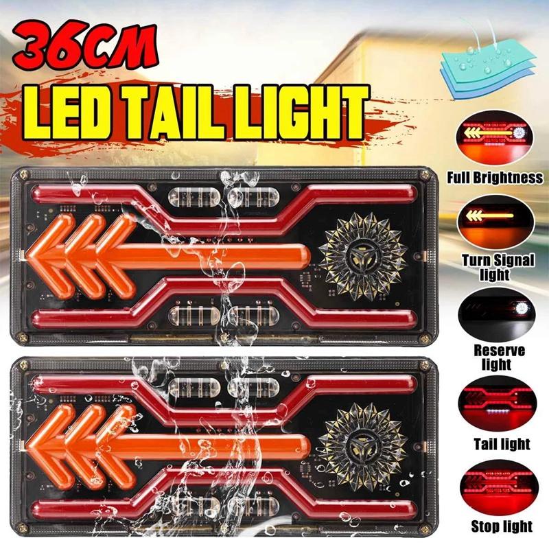 

Emergency Lights 2Pcs 24V Dynamic LED Car Truck Tail Light Turn Signal Rear Brake Reverse Lamp Tractor Trailer Lorry Bus