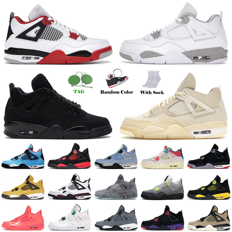 

Top Quality 2021 Basketball Shoes 4 4s IV Fire Red Black Cat Jumpman Off Mens Women University Blue White Oreo Pure Moeny Trainers Sneakers Size 13, C13 40-47