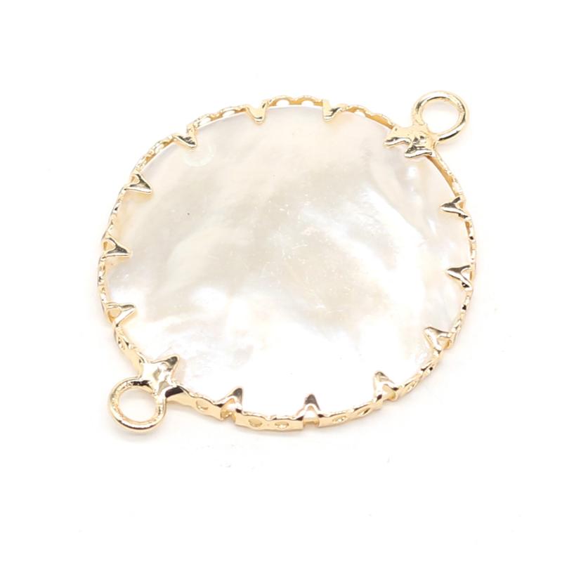 

Charms Natural Shell Connector For DIY Bracelet Simple Geometric Design Decorative Jewelry 25x35mm, Bronze;silver