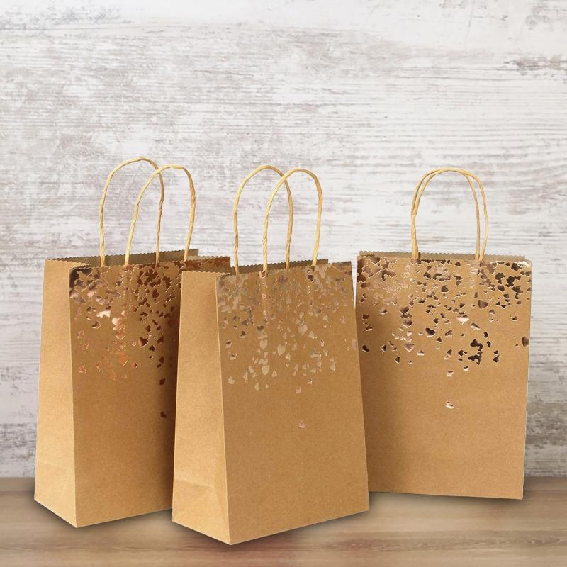 

Christmas Decorations Gift Bags Kraft Paper Birthday Wedding Festive Celebrations Pakcaging Handle Bag Favors Cookies Snack Decoration BT
