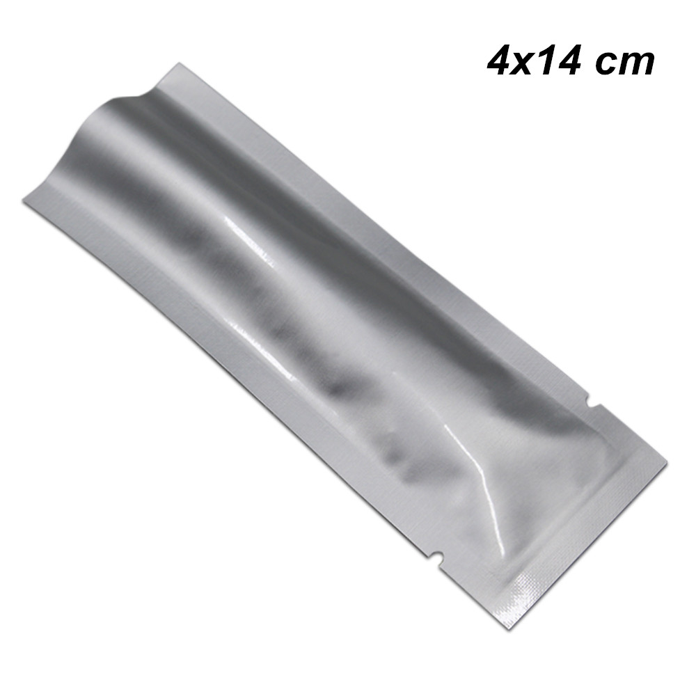 

4x14 cm 200pcs Lot Open Top Pure Aluminum Foil Flat Packaging Pouch Vacuum Mylar Foil Heat Seal Food Storage Packing Pack Bag for Sugar Nuts