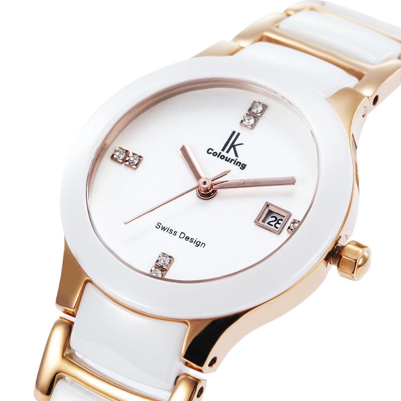 

Wristwatches Luxury Women's Girl Ceramic Quartz Sapphire Crystal Watches Wristwatch Gift Box, Same as the picture